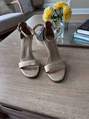 Naturalizer Metallic Gold Ankle-Strap Heeled Sandals